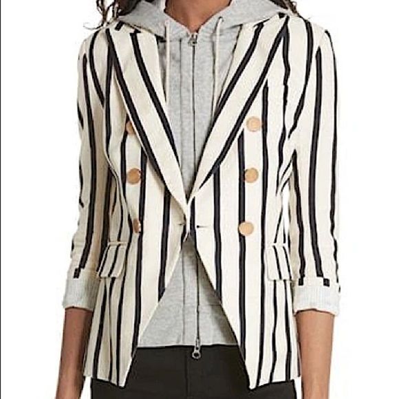 NEW VERONICA BEARD Empire Striped Double Breasted Style One-Button Dickey Jacket - Picture 9 of 10